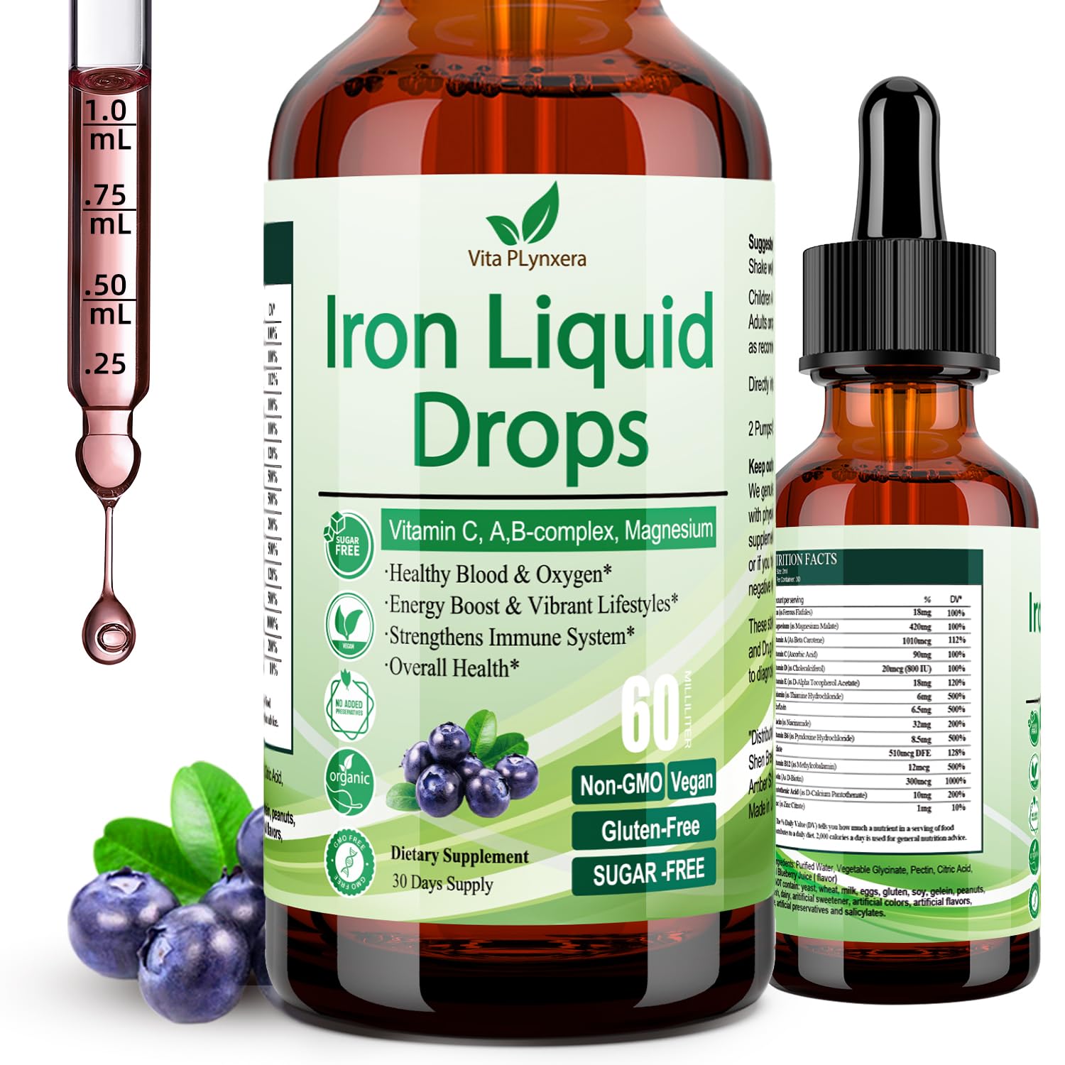 Liquid Iron Supplement for Women Men & Kids, Vegan Iron Drops with Vitamin C D, B12, B-Complex, High Potency Liquid with Multivitamin for Anemia, Energy Support, Blood, Magnesium Gentle — Amazon image 9