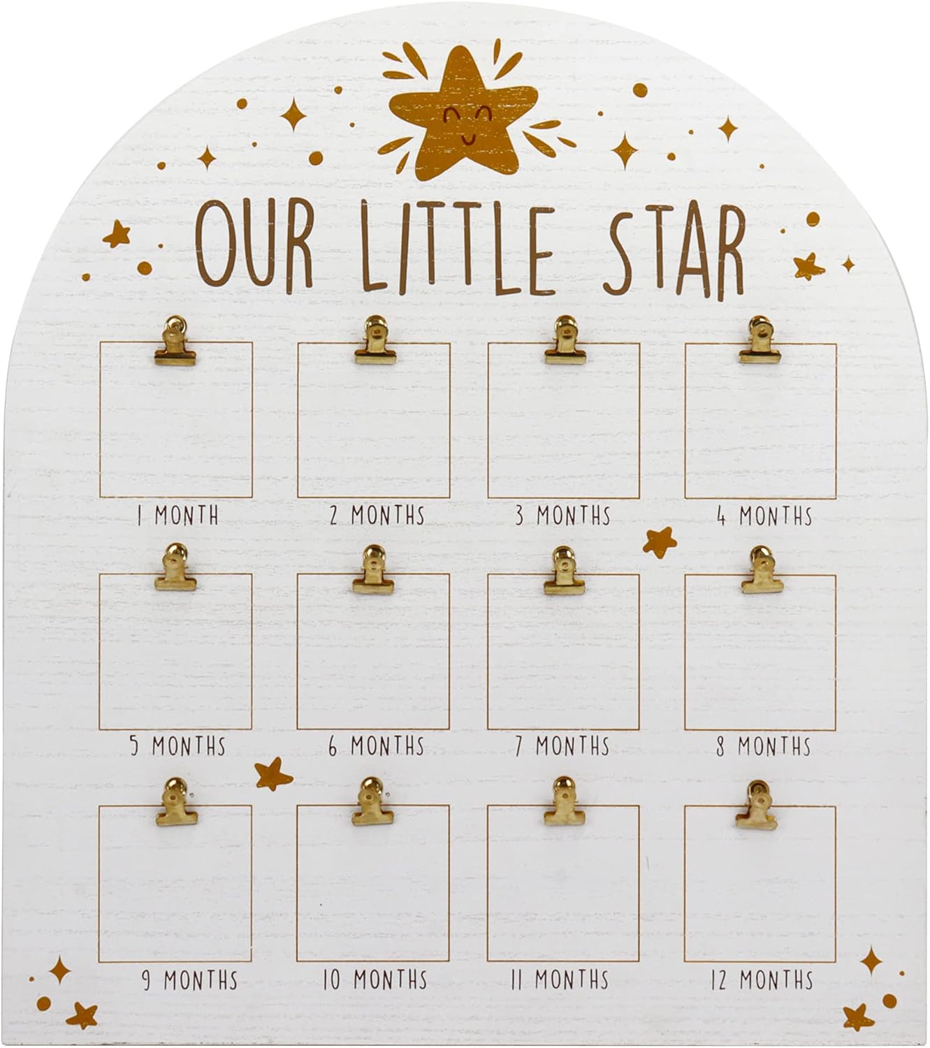 Hanna Roberts First Year Multi Picture Memory Collage for Baby Newborn, Clip Picture Holder, Baby Shower Keepsake Gift for Mothers | 12 Months (Our Little Star)