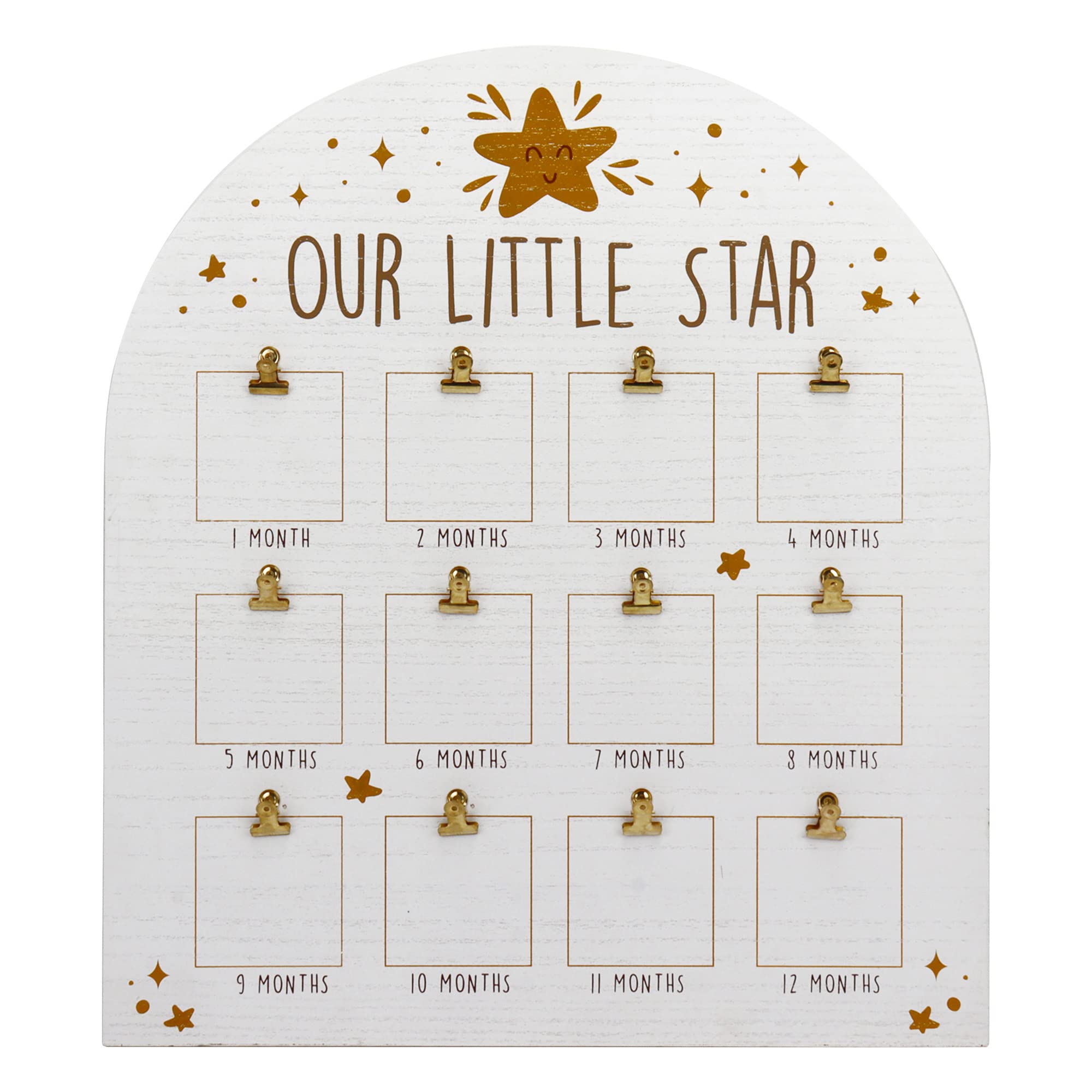 Hanna Roberts First Year Multi Picture Memory Collage for Baby Newborn, Clip Picture Holder, Baby Shower Keepsake Gift for Mothers | 12 Months (Our Little Star)