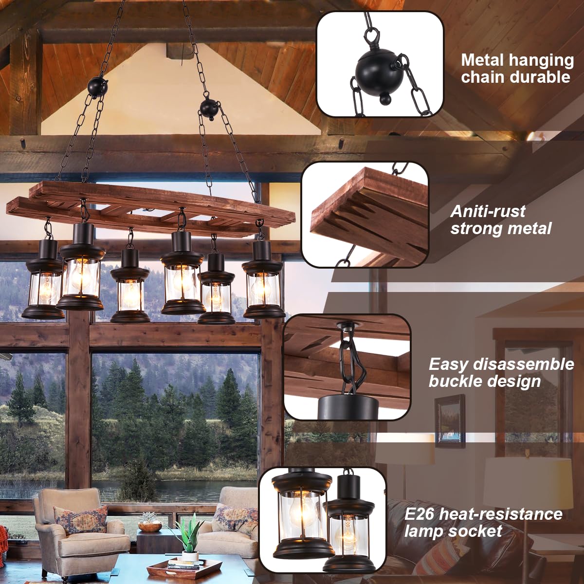 OYIPRO Ceiling Light Fitting, 6-Light Chandelier Lamp Creative Ceiling Lighting Fixture E27 Base Black For Dining Room Kitchen Bedroom~p126653903 7 thumbnail image