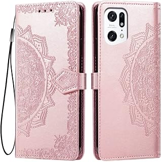 HONLEN Funda para OPPO Find X5 Pro Cover, (6,7 pulgadas) Premium PU Piel Wallet Magnética Flip Case con Impresión Mandala, 3 Ranuras Tarjetas, Stand Cover