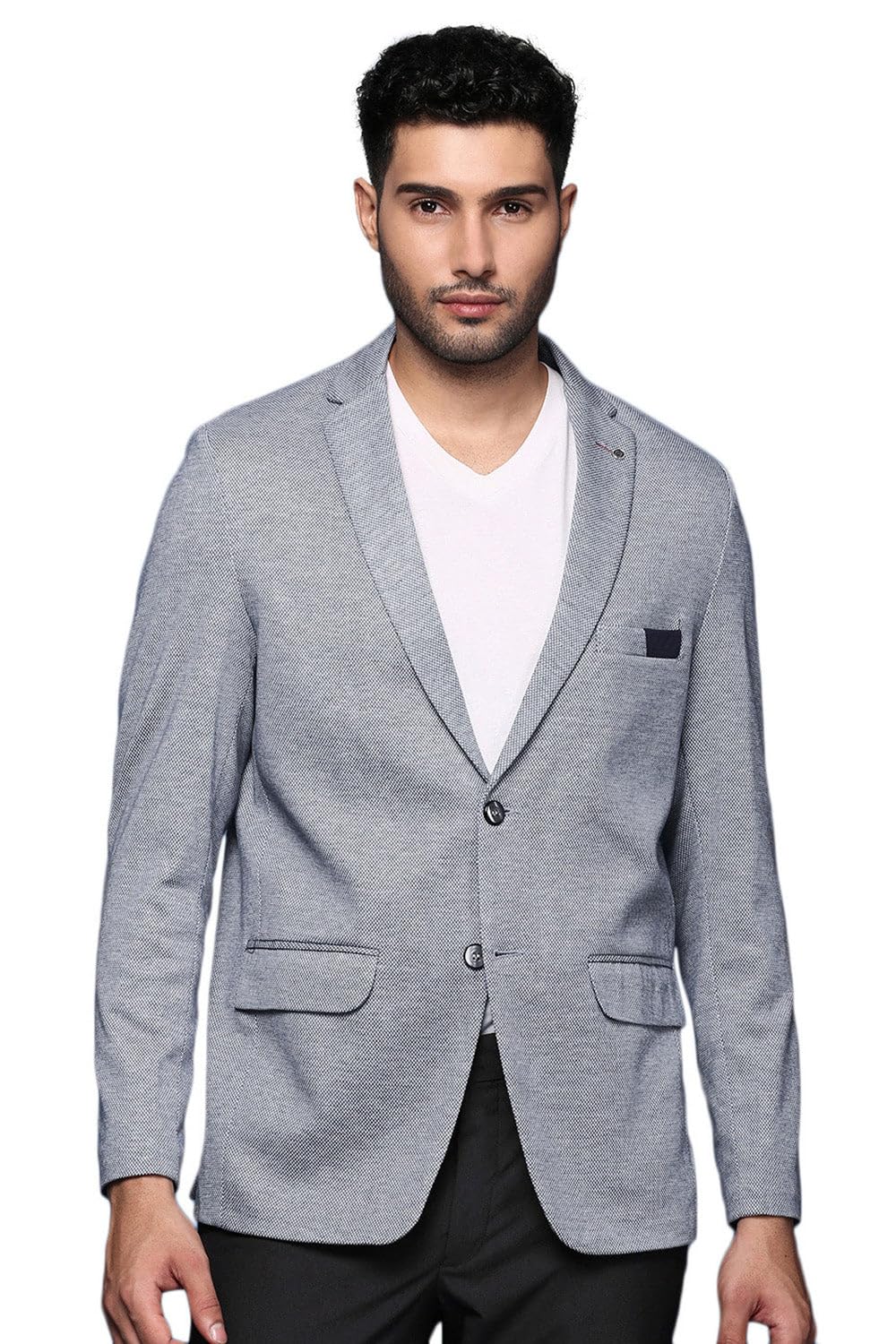 showoffff Men's Navy Blue Solid Single Breasted Blazer-EX-3009_NavyBlue-picture-29