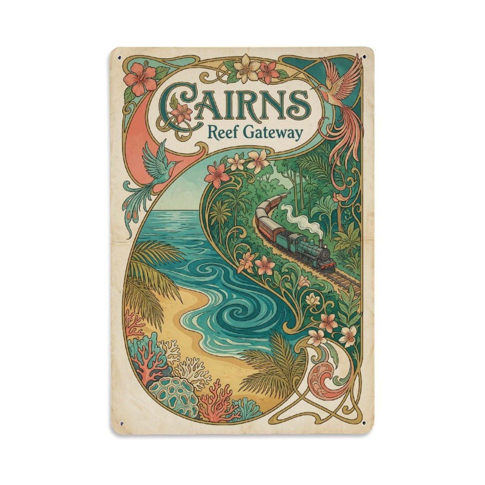 Metal Tin Sign Vintage Australia Cairns Travel