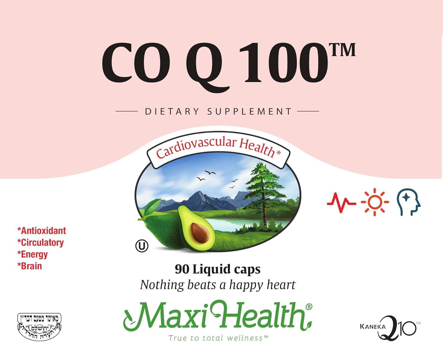 Maxi Health COQ10 100mg Capsules – 100mg Coenzyme Q10 for Heart & Energy Support – Kosher Certified CO Q 10 Supplement – Non-GMO and Gluten-Free Heart Health Supplements - 90 Liquid Capsules