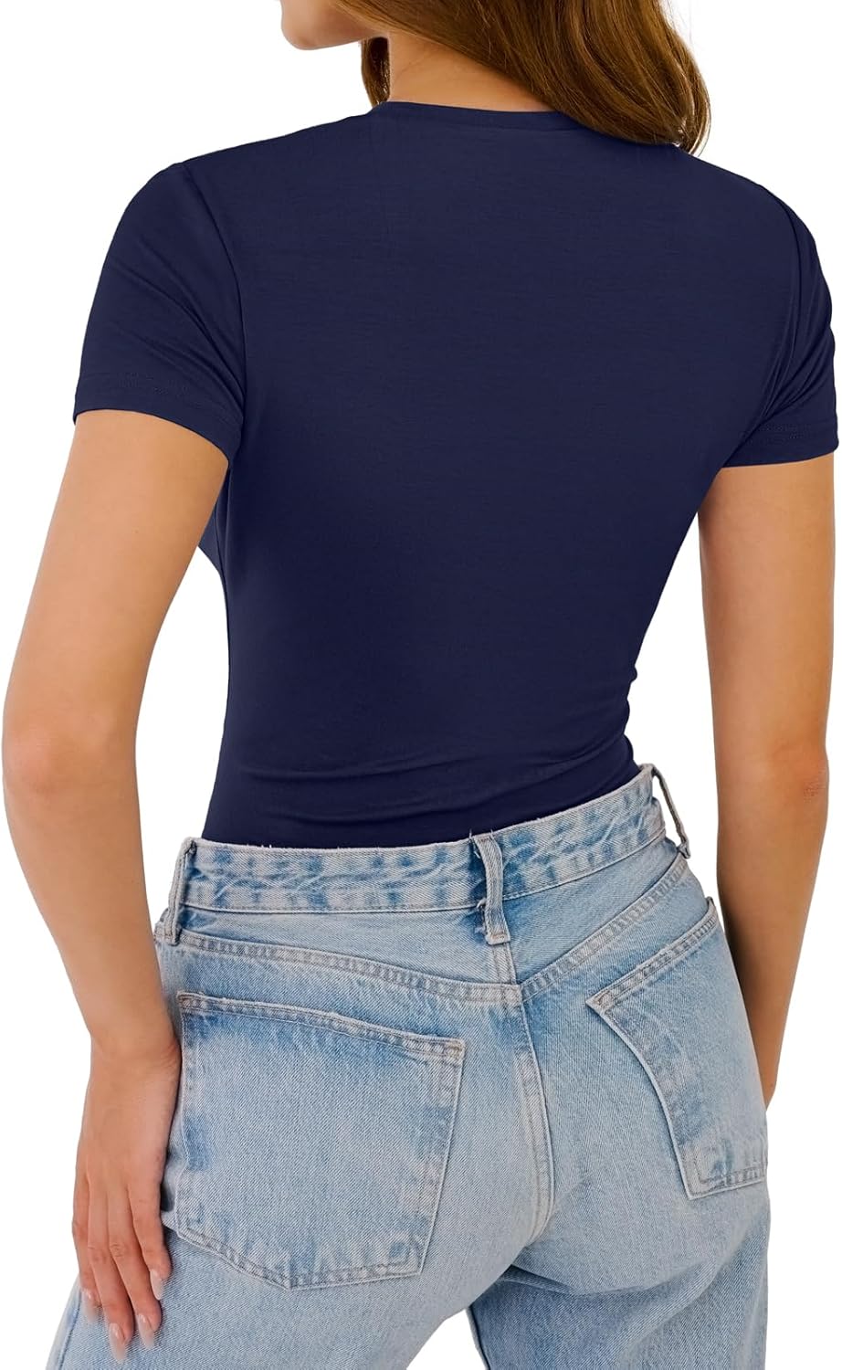 Women's Casual Basic Going Out Tops Slim Fit Short Sleeve T Shirts Summer Crew Neck Tight Crop Tops - Image 6