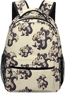 A Skunk with Beer Travel Backpack Lightweight Shoulders Bag Casual Daypack with Pockets for Men Women