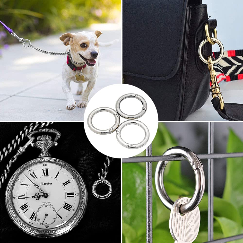 20 Stuks Ronde Lente Ring Sleutel, Roestvrij Staal O Ring Ronde Veer Poort Karabijnhaak Voor Sleutelhangers Ambachten Of Handtas Decoraties Schouderriem Bevestigingen