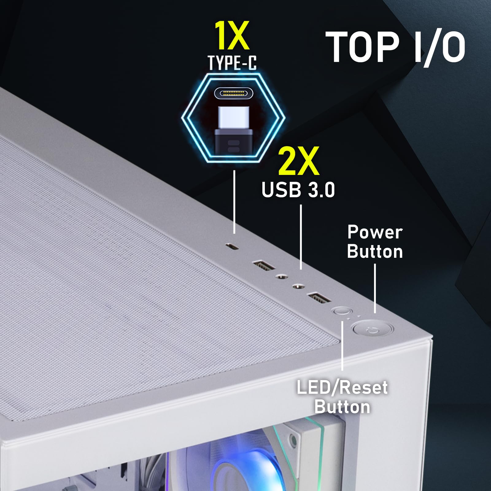 BitFenix CETO - Custodia per PC da gaming ad alto flusso d'aria nero - vetro temperato panoramico - compatibile con scheda madre a collegamento inverso - 4xInfinity Mirroring ARGB Fans (3X inversa