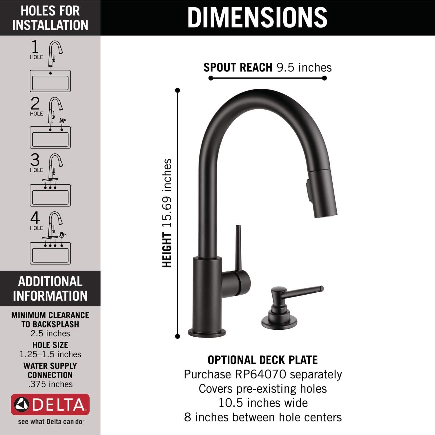 Trinsic Pull Down Kitchen Faucet with Pull Down Sprayer, Kitchen Sink Faucet with Kitchen Soap Dispenser, Faucets for Kitchen Sinks, Single-Handle, Matte Black