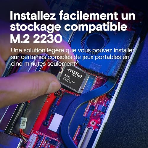 Crucial P310 SSD 2TB PCIe Gen4 NVMe M.2 2230, Fino a 7.100 MB/s, Compatibile con Steam Deck, ASUS ROG Ally, MSI Claw & Microsoft Surface - CT2000P310SSD2 - 2