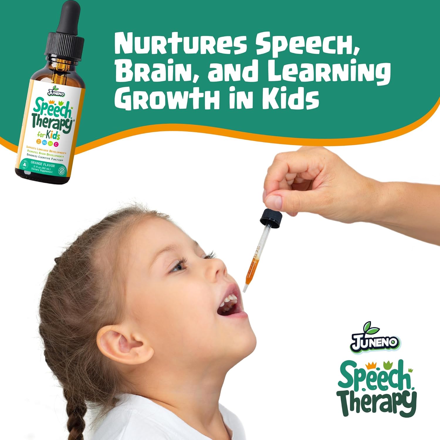 Speech Therapy Drops - Support Supplement for Kids with Communication Delay Language Brain Development Cognitive Function - Zeolite Vitamins B12 D3 C for Daily Wellness - Sugar Free Gluten-free