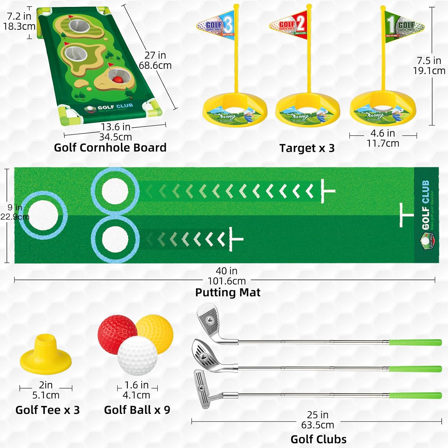 Liberry Kids Golf Set Aged 3 4 5 6 for Boys Girls, Retractable Toddler Golf Clubs Set with Putting Mat & Cornhole Board, Outdoor Indoor Sports Toy Birthday Gifts - Image 6
