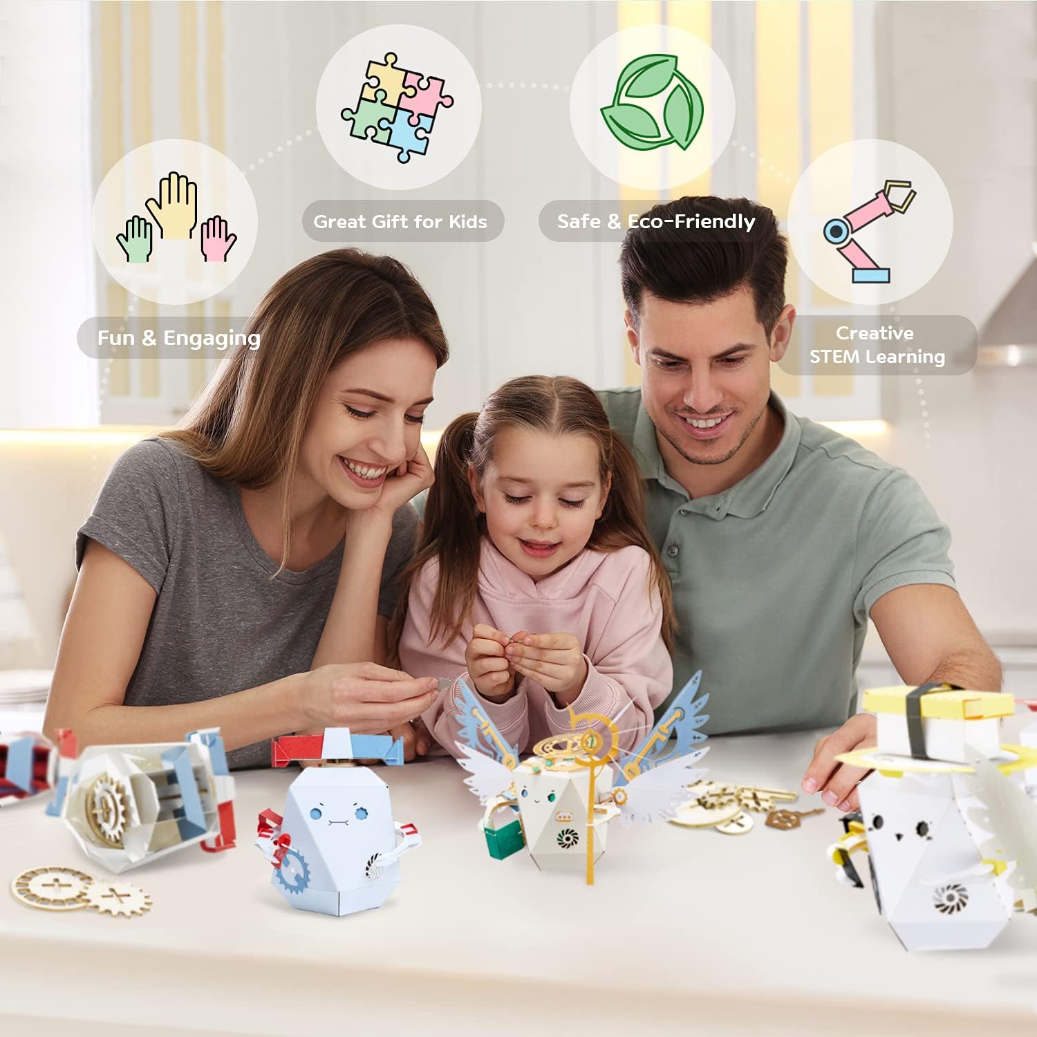 ROBOTRY Moving Paper Robot, Domi - DIY Paper Craft Kits | Fun 3D Puzzle for Kids l Creative Origami Art l STEM Educational Toys l Quality Time Gift for Boys & Girls l Age 9+ l Basic Version : Toys & Games