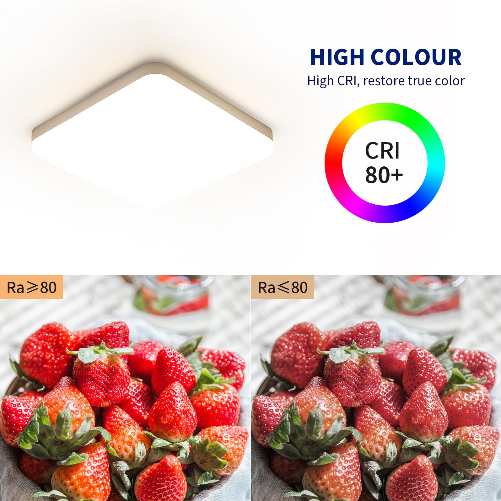 32W Plafon LED Techo, Lamparas de Techo LED Moderna 3600LM, 4500K Luz Natural IP54 Impermeable, Luz de Techo Para Baño Cocina Pasillo Balcón 25CM