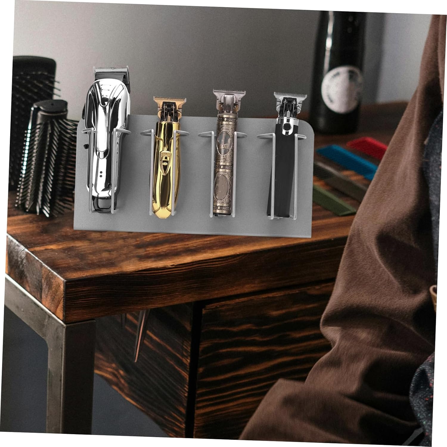Hair Clipper Rack Stainless Steel Organizer for Hair Clippers Trimmers and Combs Storage Stand for Barbers and Stylists