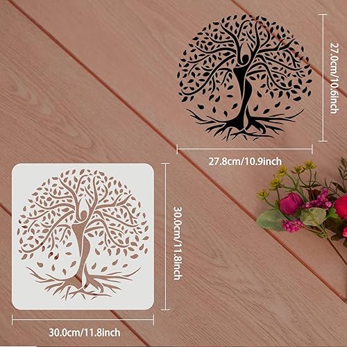 Miniatura 2 de FINGERINSPIRE Plantillas de árbol de la vida, 11.8 x 11.8 pulgadas, árbol en forma humana, plantillas de pintura para proyectos de arte en madera,