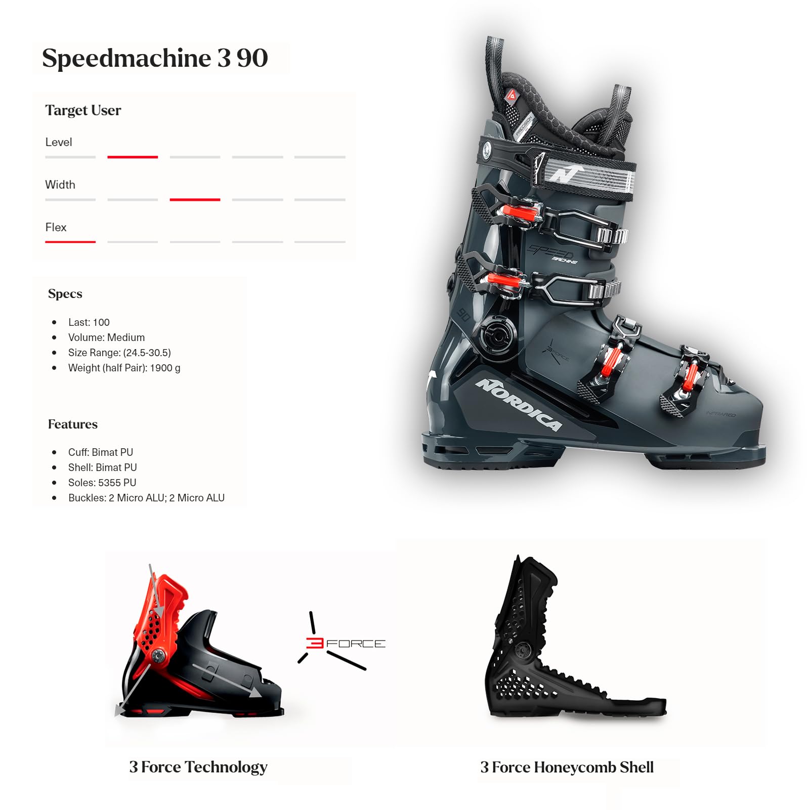 NORDICA Men's Speedmachine 3 90 Insulated Adjustable Medium Volume