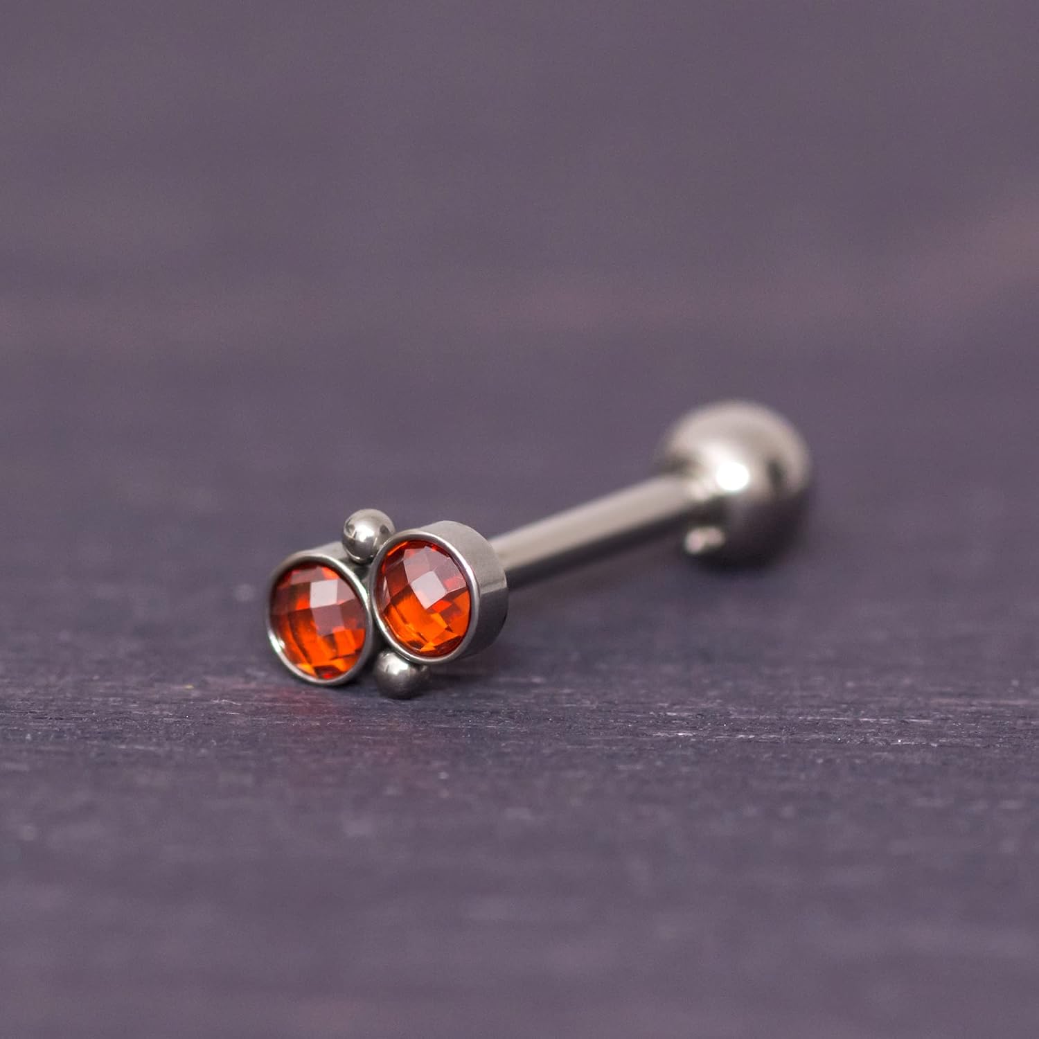 "Cartilage Stud - Titanium Cartilage Barbell, Crescent Moon Cartilage Earring"