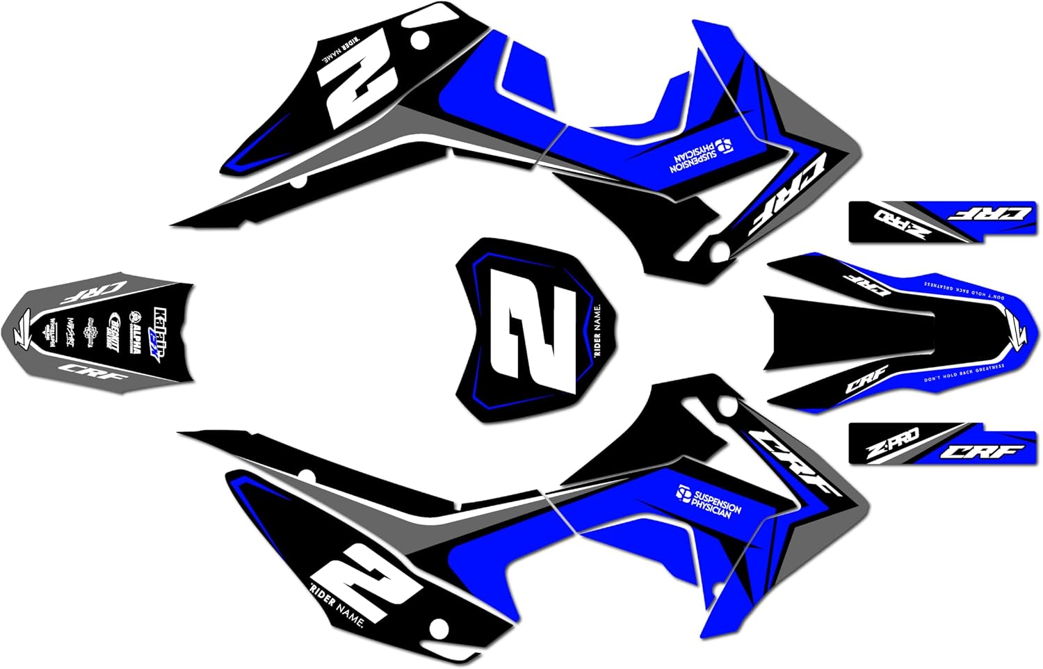 Graphics Kit for Honda CRF110F (2013-2018) Lightning Series Blue 16 Mil - On/Off the Road - Dirt Pit Bike Motorcycle Sticker, Dirtbike Racing Decal Motocross Accessories no-Plastics