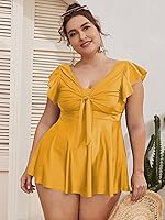 Vista 4 de MakeMeChic Traje de baño tankini de dos piezas con mangas con volantes para mujer