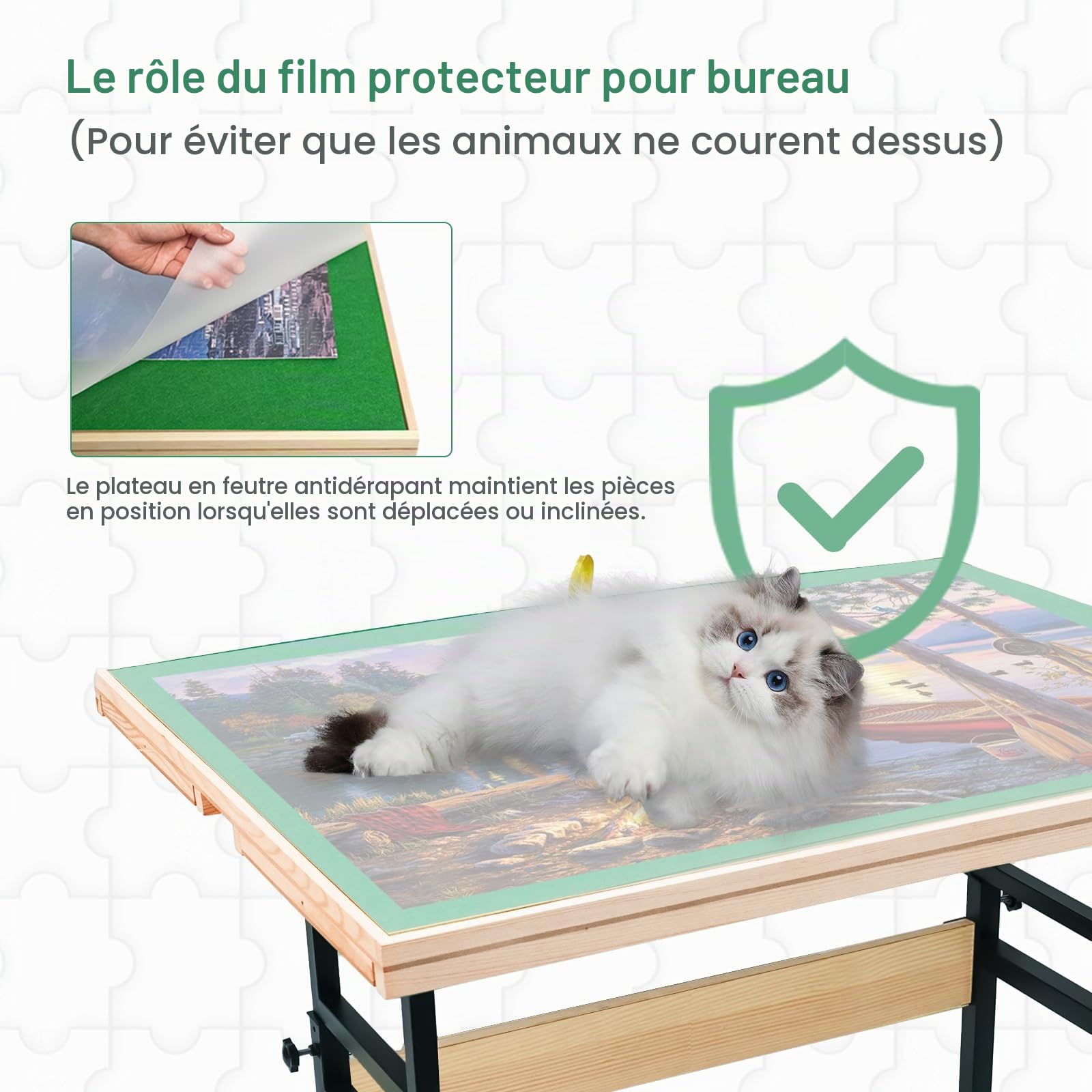 Table de Puzzle Jifenkla 1500 Pièces avec Pieds, 89 x 69 cm, Hauteur et Angle Réglables, Roues, 4 Tiroirs et Couvercle, Cadeau d'Anniversaire pour Adultes