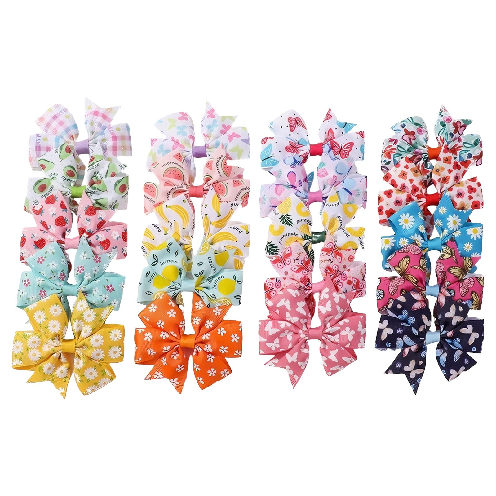 Ruispeed 20Pcs 3 Inch Boutique Grosgrain Ribbon Pinwheel Hair Bows, Baby Hair Clips & Accessories for Girls, Toddlers, Teens, Party & Gifts