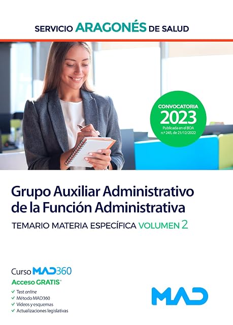 Portada de Grupo Auxiliar Administrativo de la Función Administrativa del Servicio Aragonés de Salud SALUD-Ara VOL 2