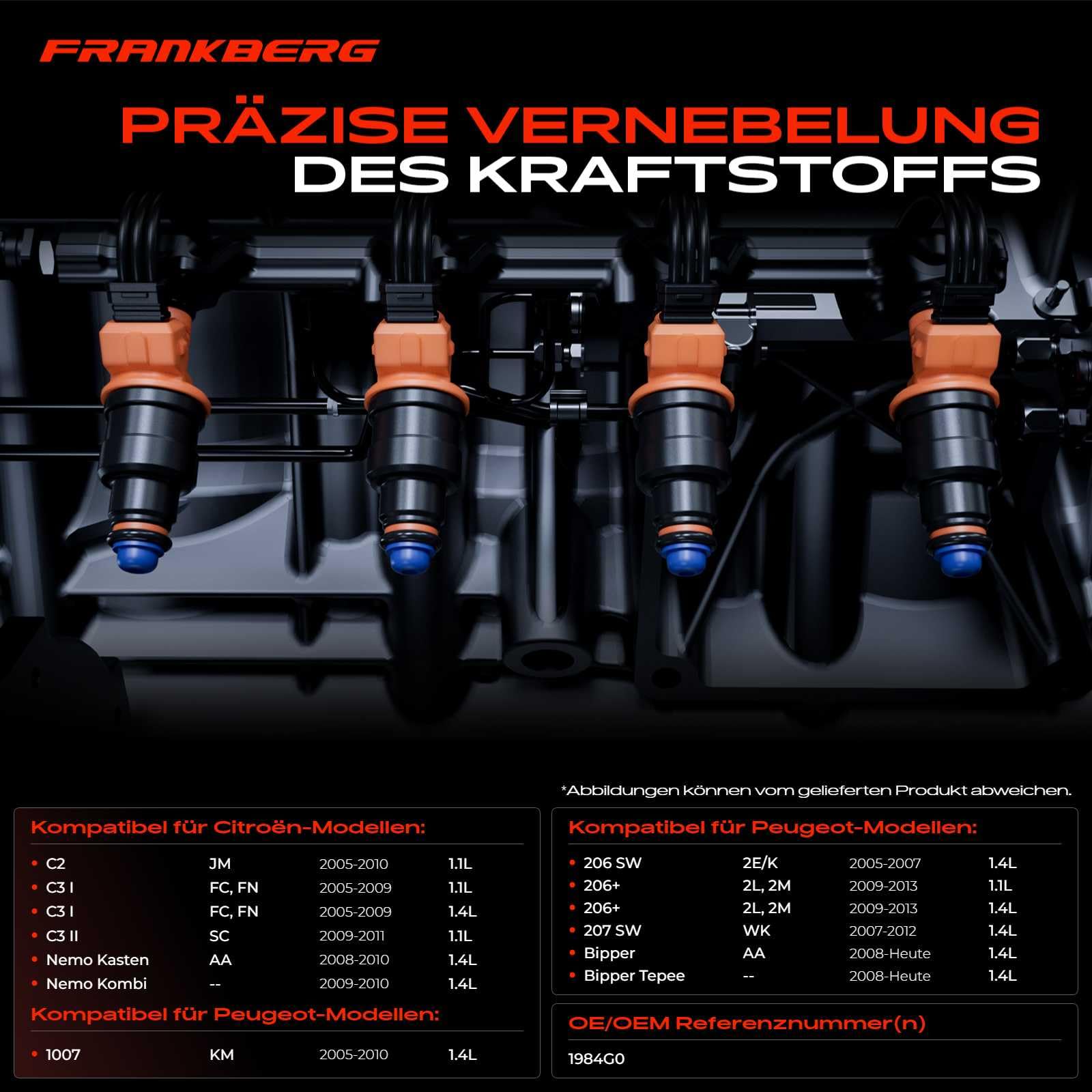 Frankberg 4x Einspritzventil Einspritzdüse Injektor 1984G0
