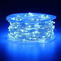 Vista 53 de RUICHEN Guirnalda de luces LED con cable plateado de 99 pies, 300 luces LED con carrete, color naranja