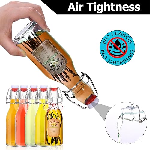 Miniatura 7 de Botellas de vidrio con tapa abatible con tapas herméticas y calcomanías, botella de cerveza abatible para 2 fermentaciónkombuchakéfirextracto de