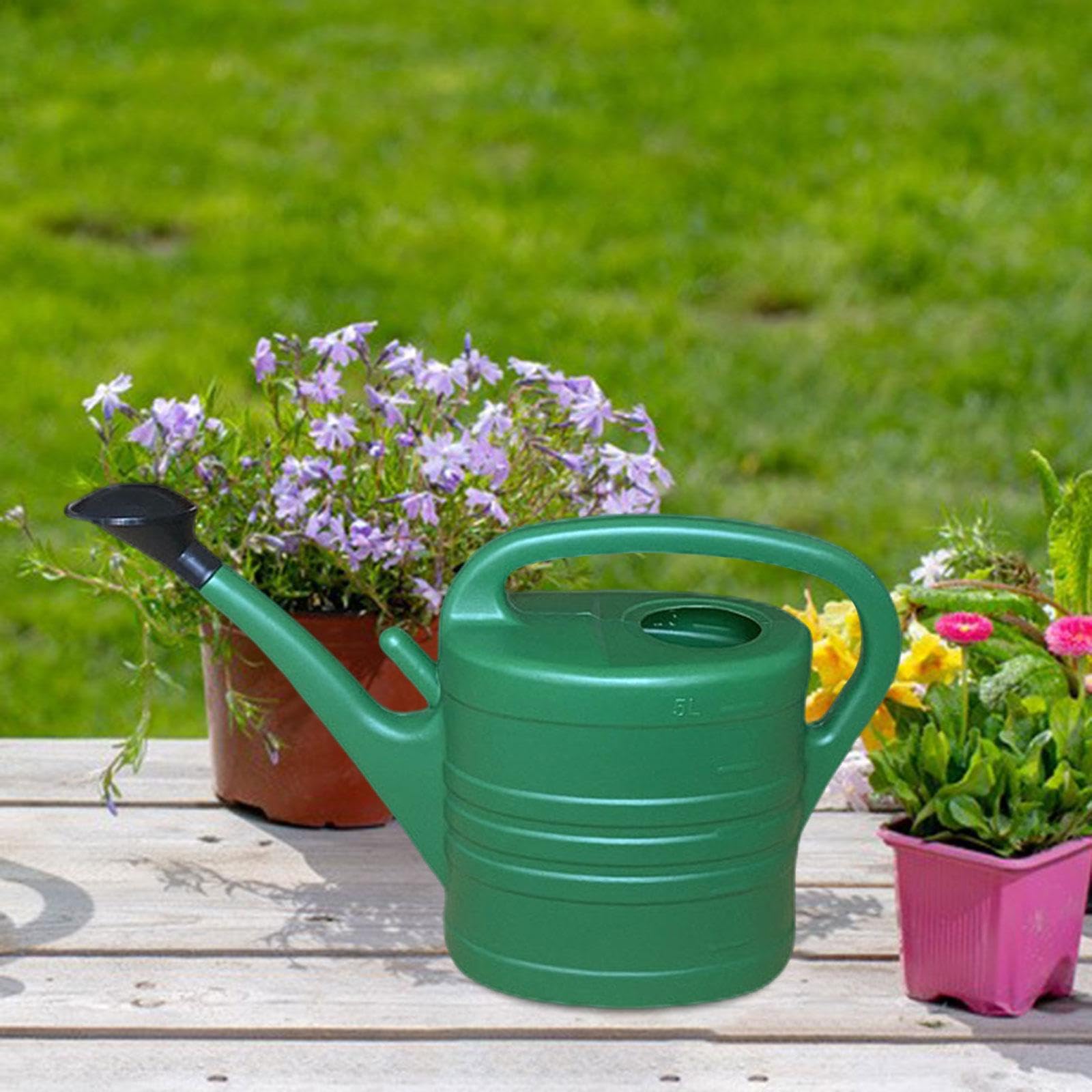 Regadera de plástico Boca Larga, Moderna, Ligera y Duradera, for jardín, Plantas Interior Flores(5L)