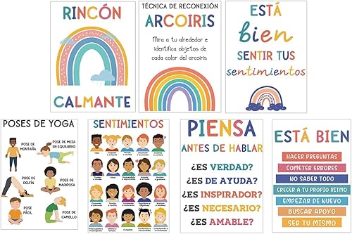 Miniatura 2 de 15 pósteres de aula de esquina calmantes españoles  Pósteres de salud mental  Arte de pared para niños pequeños  Decoración preescolar de escuela en