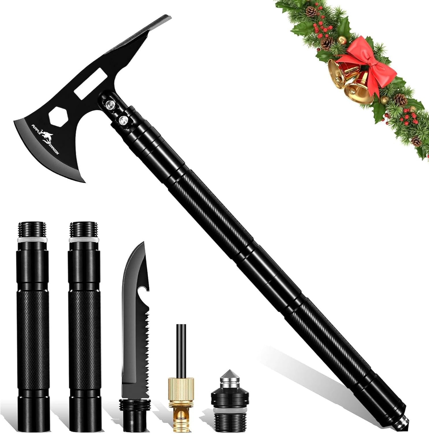 Purple Dragon Hatchet Axe, Multi-Tool Camping Axes with Pick, High Carbon Steel Outdoor Hatchets for Camping, Portable Axe Backpaging Survival Hatchet for Emergency, Christmas Gifts for Men