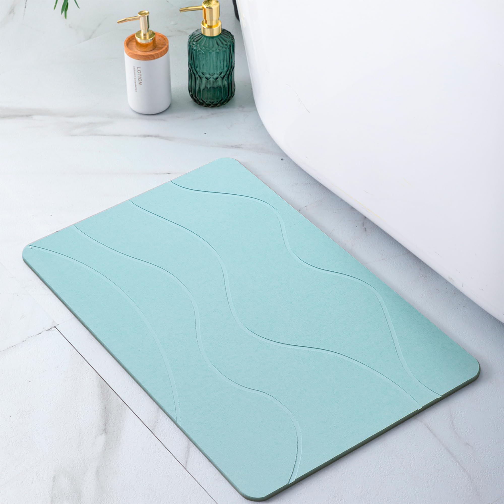 Pure 4Home Alfombra Diatomita Baño 60x40 – Secado Rápido, Antideslizante y Antibacteriana – Alfombrilla Piedra Diatomita Super Absorbente – Alfombrilla Diatomita - Stone Bath Mat (Grey Waves) — view 11