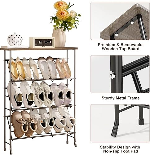 Miniatura 7 de Shoe Rack Storage Sturdy 4 tier Metal Shoe Storage Cabinet Free Standing Shoe Racks Space Saving Over the Door Shoe Organizer for Entryway Hallway