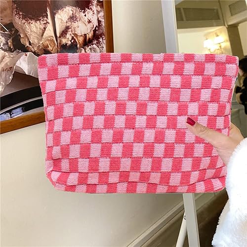 Miniatura 3 de FFpaw 2 bolsas de cosméticos para mujer, bolsa de maquillaje a cuadros, bolsa de aseo de viaje, organizador de cosméticos con cremallera, 1 bolsa de