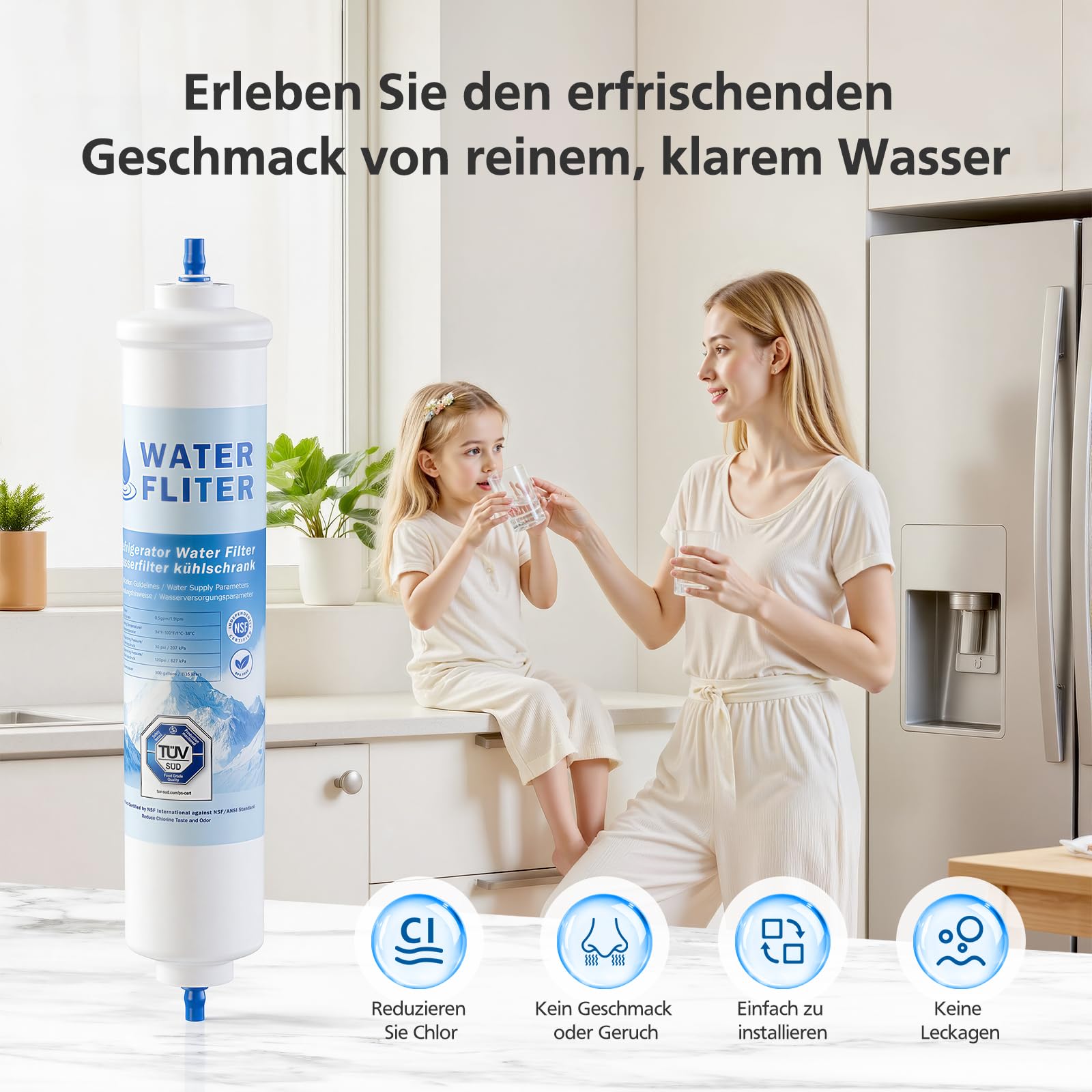 4 VILLAPOOL Wasserfilter Kühlschrank Ersatz für Samsung Kühlschrank Wasserfilter DA29-10105J, DA29-10105J HAFEX/EXP, DA99-02131B, WSF-100, EF9603, LG Inline-Kühlschrank
