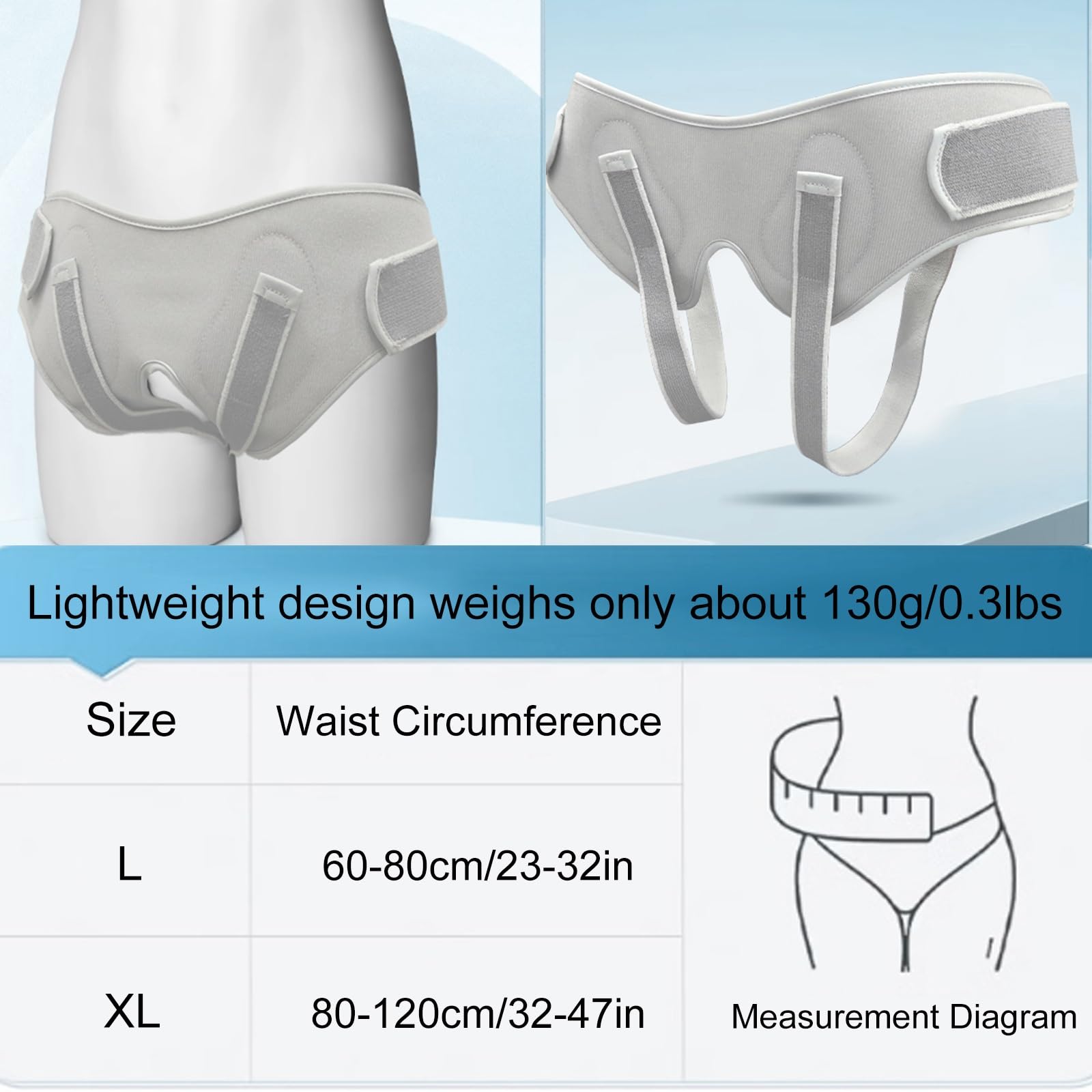 Leistenbruch Bandage für Männer, Leistenbruch Bandage Zur Schmerzlinderung in Der Leistengegend, Doppelte Leistenbruchbandage mit 2 Herausnehmbaren Kompressionspolstern(X-Large)