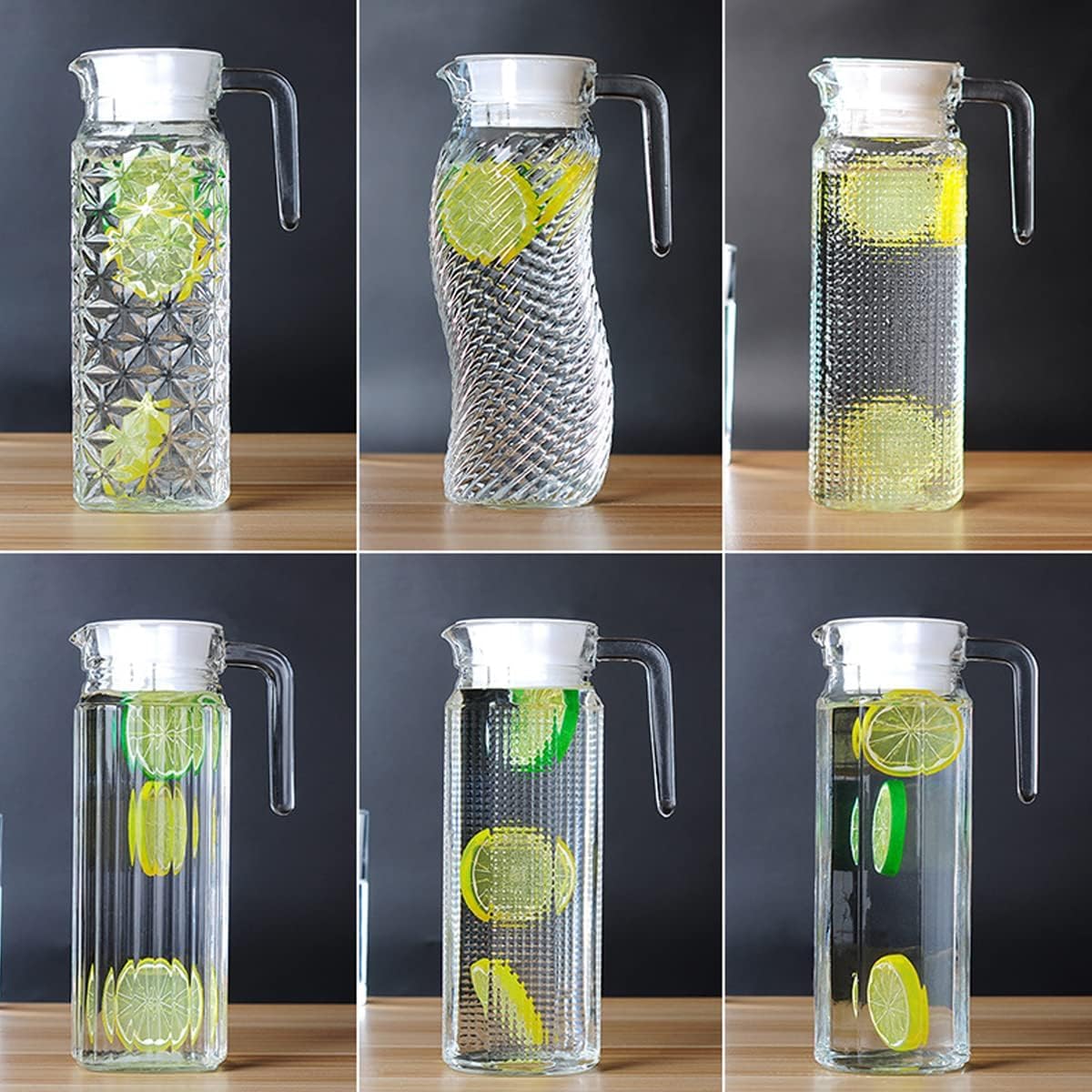 Caraffa graduata leggera, robusta e resistente, realizzata con brocche d' acqua in plastica trasparente atossica al 100%, impilabile, lavabile in lavastoviglie e adatta al microonde (1 litro