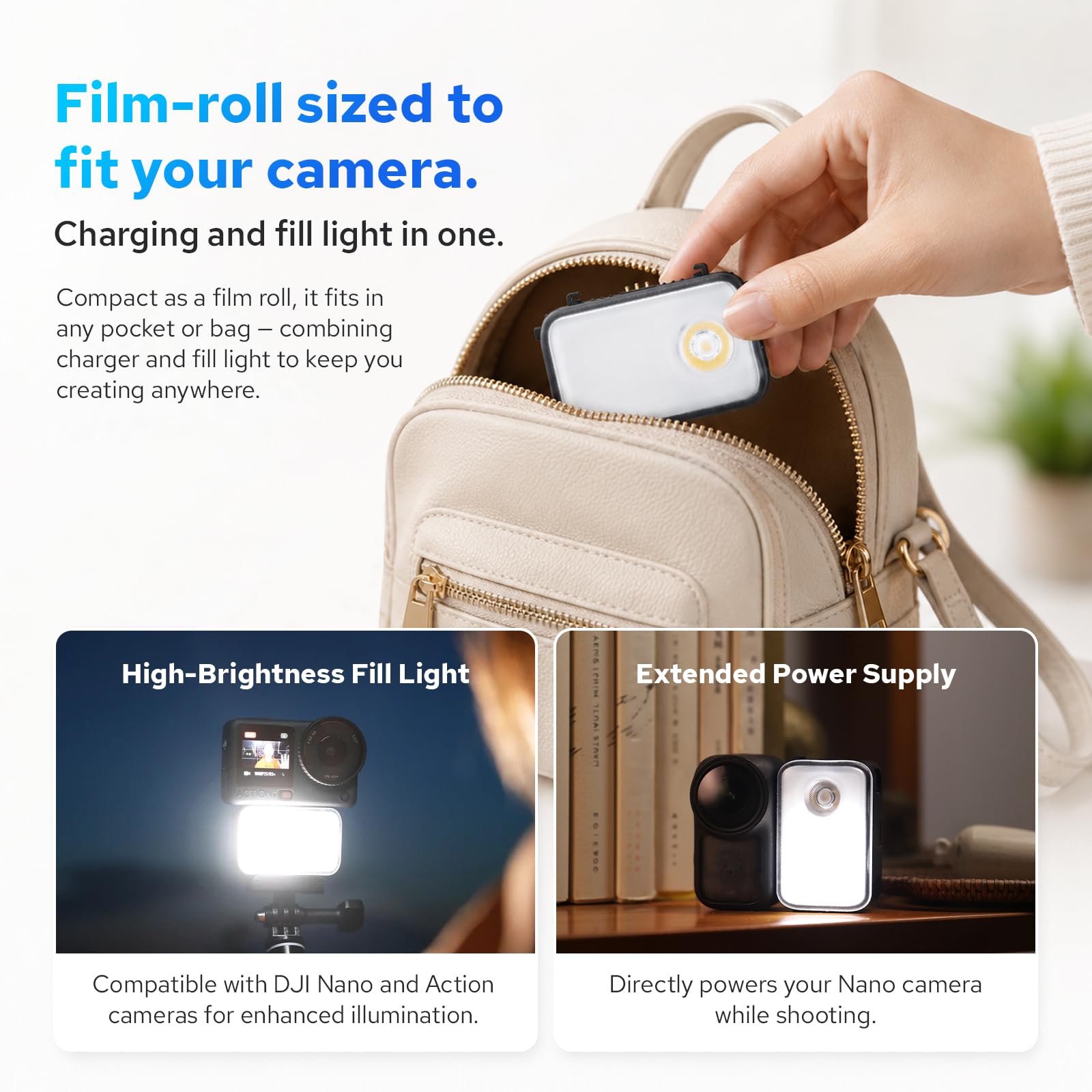 ZENIKO ZN Light - Mini luz LED para cámara de acción para DJI Osmo Nano