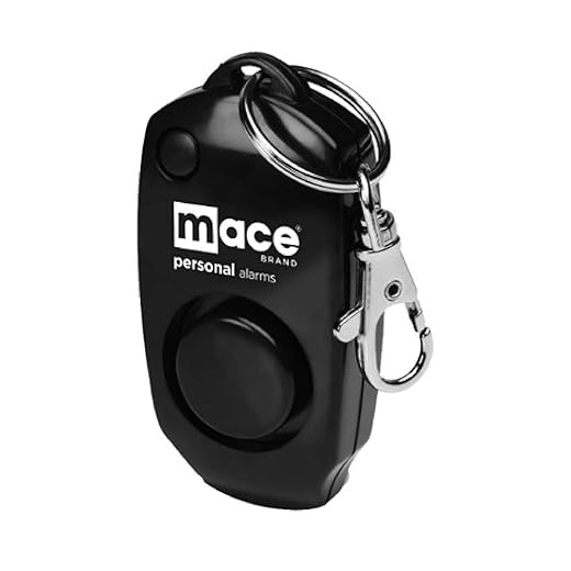 Mace Brand Personal Alarm Keychain, Emits Powerful 130dB Alarm, Includes Built-in Keychain and Backup Whistle, Batteries Included, Great for Self-Defense, Black