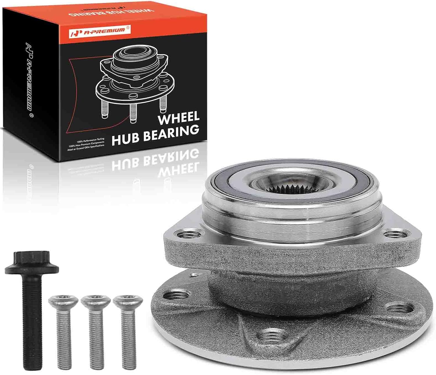 A-Premium Wheel Bearing and Hub Assembly Compatible with Volkswagen & Audi - 2015-2023 - Jetta, Golf, Tiguan, Golf Alltrack, Golf SportWagen, GTI, Taos, Arteon, A3, Q3, S3, TT RS Quattro, TTS Quattro