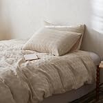 BISELINA King Duvet Cover Set – 100% Cotton Waffle Weave, Reversible 3PCS Bedding Set (1 Duvet Cover + 2 Pillow Shams), Soft, Breathable, Shabby Chic Style – Khaki, All Season