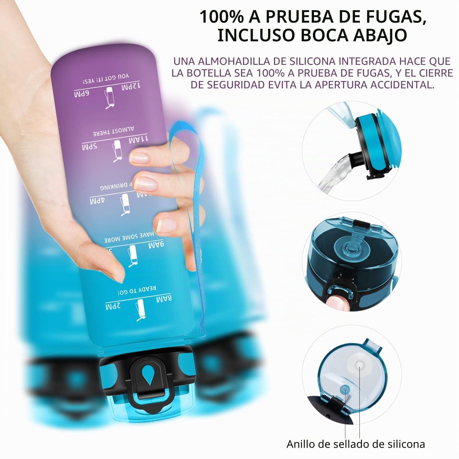 Vikaster Botella agua, Botella 500ml, sin BPA,