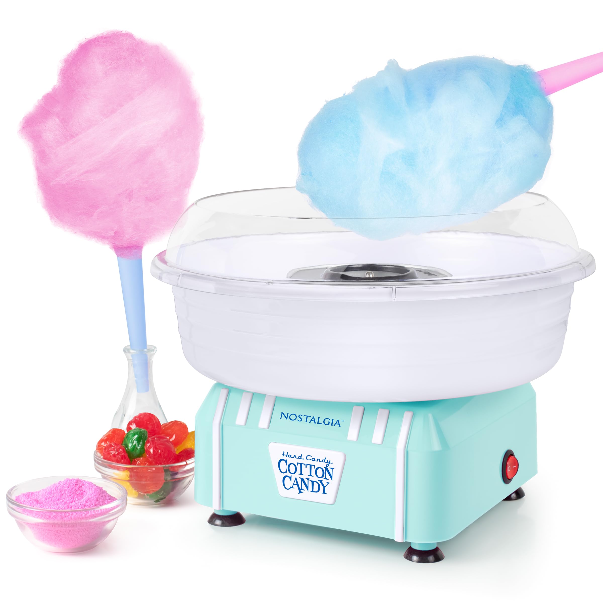 Retro Countertop Cotton Candy Maker, Vintage Candy Machine for Hard Candy & Flossing Sugar, Aqua