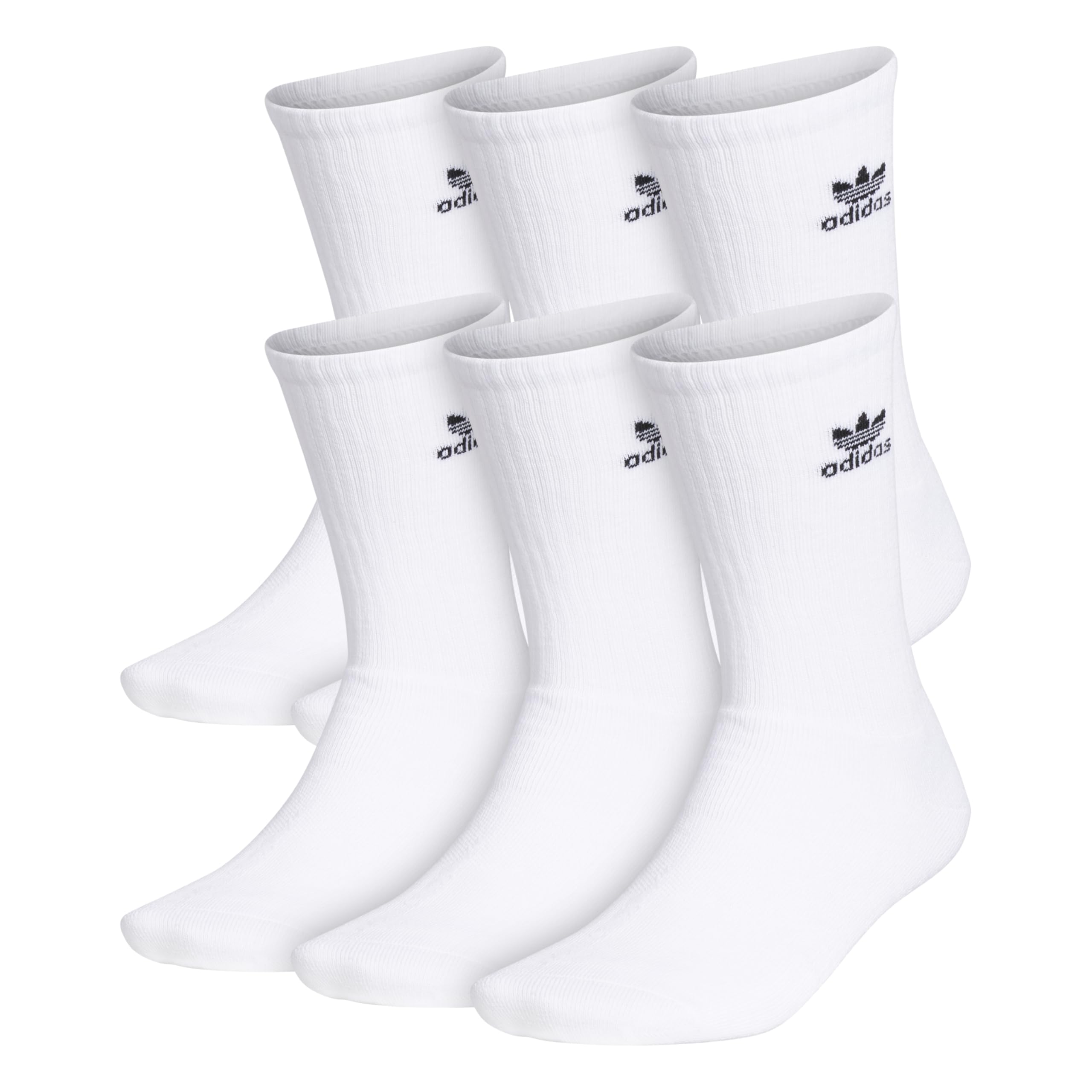 Adidas Originals Unisex White -Adult Trefoil Crew Socks (6-Pair), Medium