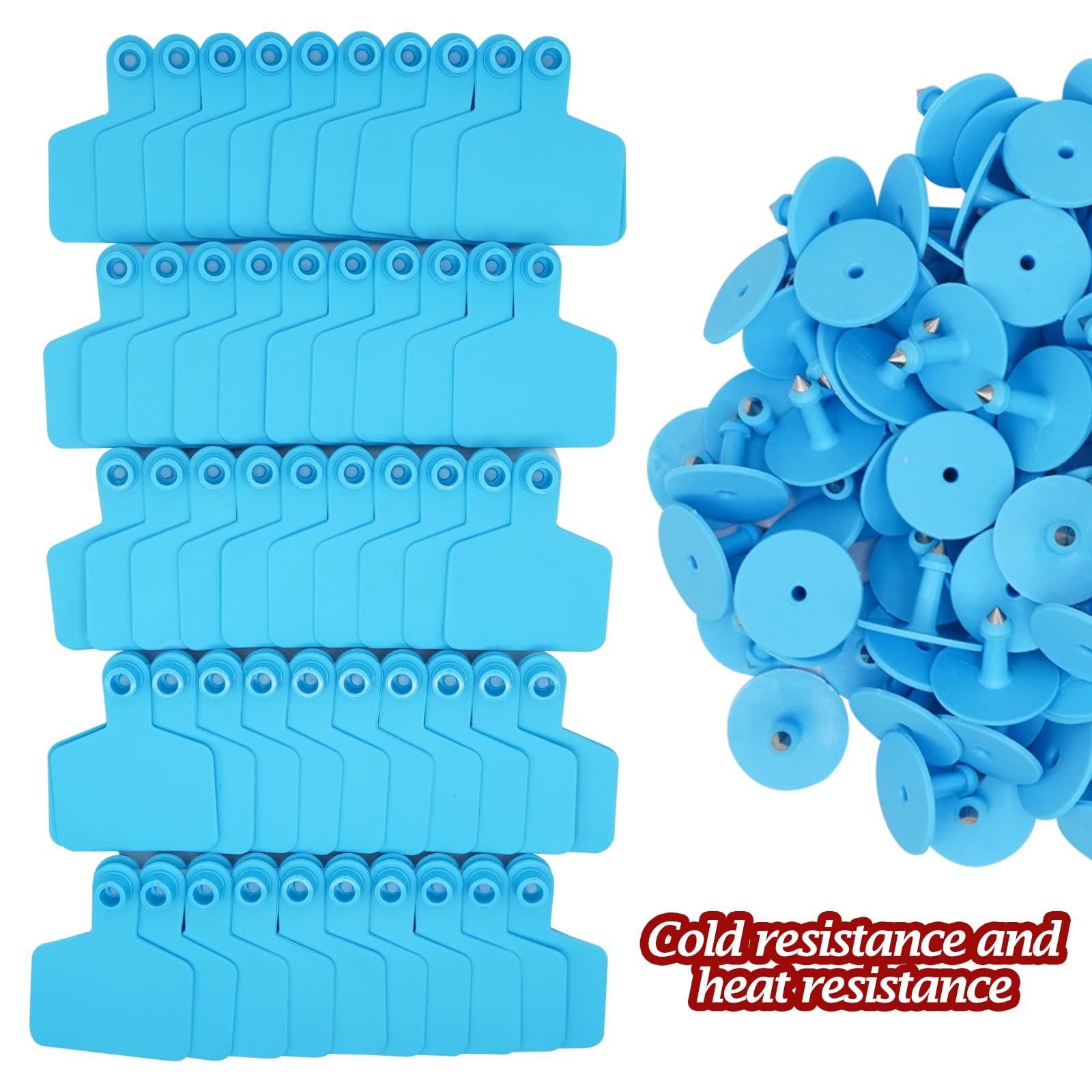 100 etichette auricolari vuote per bestiame 7,9 cm L x 2,6 cm W blu etichette per l'identificazione degli animali in TPU etichette per bestiame strumenti agricoli per mucche maiali pecore
