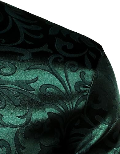 Miniatura 4 de ZEROYAA Camisa de vestir de manga larga jacquard de lujo para hombre, satén brillante, como camisas de fiesta de boda