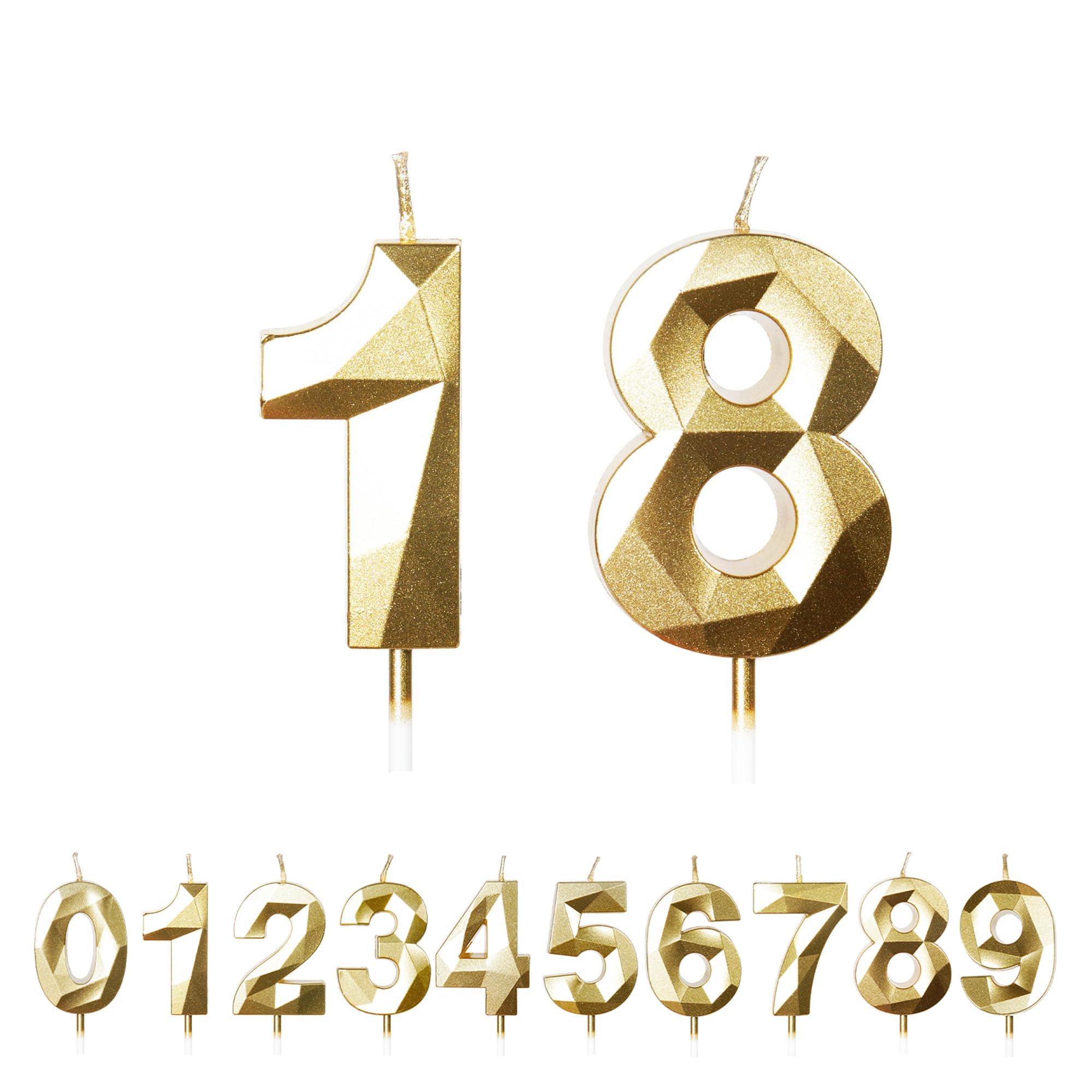 Fuzvol Gold Birthday Cake Candles, Number 18 Candle,Cake Topper Decorations