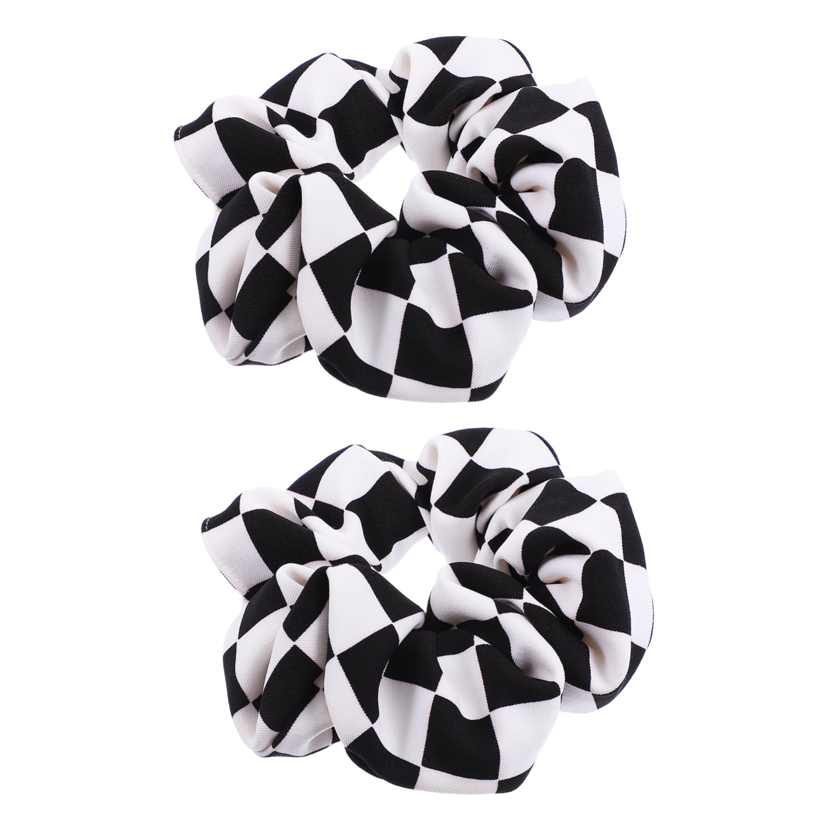 IWOWHERO 2pcs Checkered Hair Scrunchies Elastic Hair Ties for Women Chessboard Pattern Decorative Accessories for All Types for Parties and Daily Wear